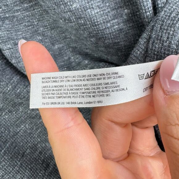 Intimately Free People Dylan Thermal Gray Knit Long Sleeve Full Butt Bodysuit - Picture 15 of 15